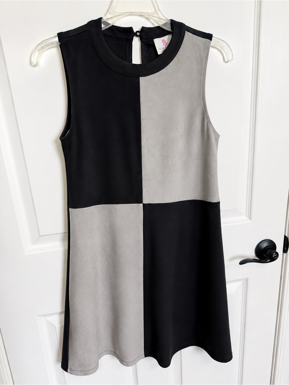JB by Julie Brown Black & Gray Blocked Sleeveless faux suede Mini Dress Small - Picture 1 of 4